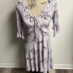 NWOT Floral Ruffle Tie-Front Cutout Dress!